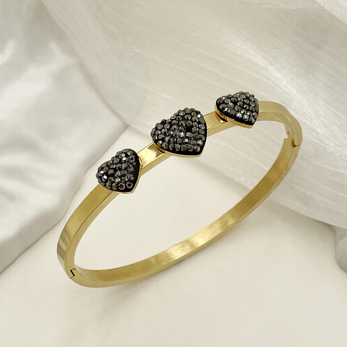 Bracelet à la Mode en Forme de Coeur Plaqué en Acier Inoxydable avec Strass 1 Pièce