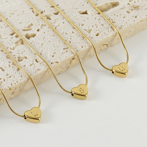 Elegante Buchstaben-Herzform aus Edelstahl, Edelstahl-Halskette, 1 Stück