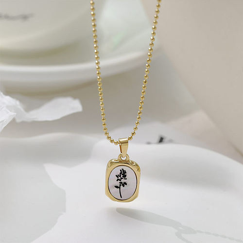 Elegant Lady Sunflower Stainless Steel  Plating Inlay Shell Gold Plated Pendant Necklace