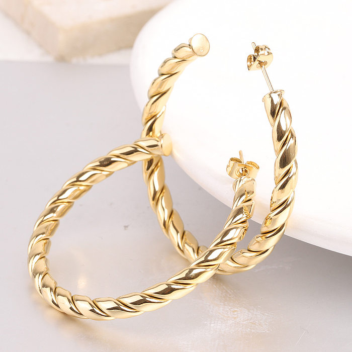 1 Pair Simple Style Solid Color Plating Stainless Steel Gold Plated Earrings