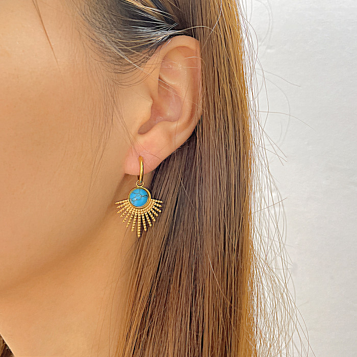 1 paire de boucles d'oreilles pendantes en acier inoxydable, Style Vintage, bloc de couleurs