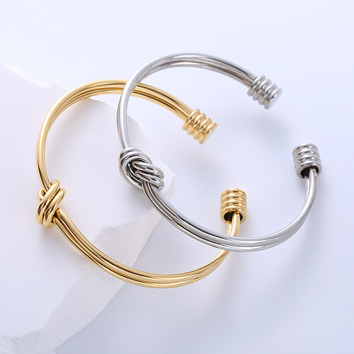 Elegante estilo simples nó aço inoxidável polimento chapeamento pulseiras banhadas a ouro 18K