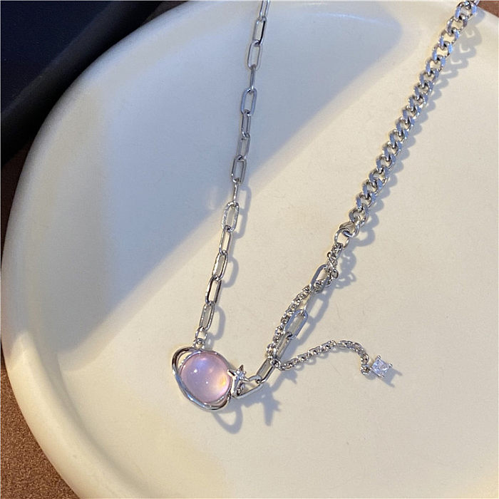 Fashion Heart Shape Stainless Steel Patchwork Pendant Necklace 1 Piece