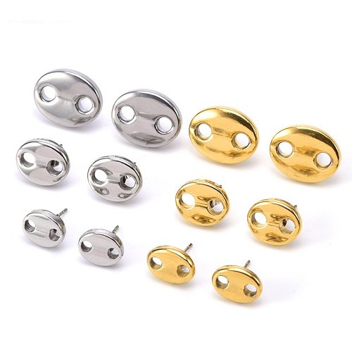 1 Pair Simple Style Oval Plating Stainless Steel  Ear Studs