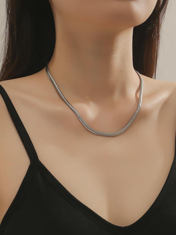 Einfache, einfarbige, versilberte Halskette aus Edelstahl in großen Mengen