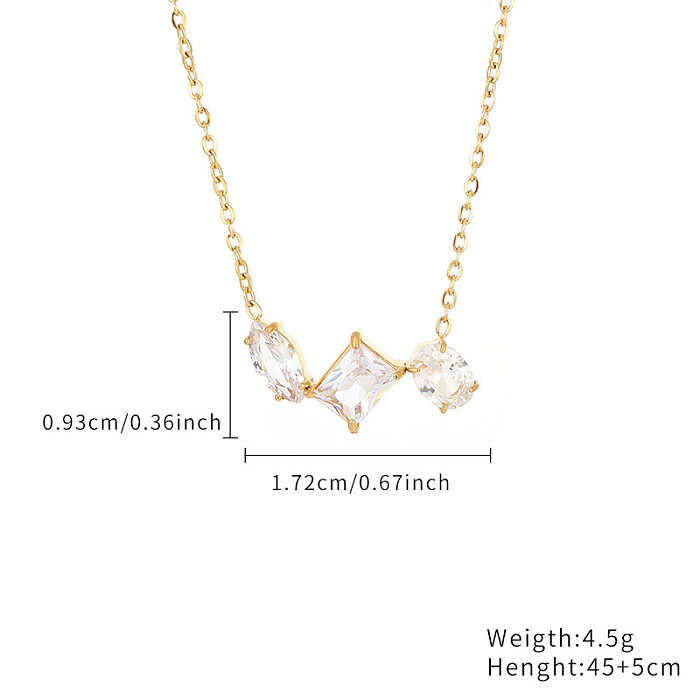 Cute Simple Style Solid Color Stainless Steel  Plating Inlay Zircon Gold Plated Necklace