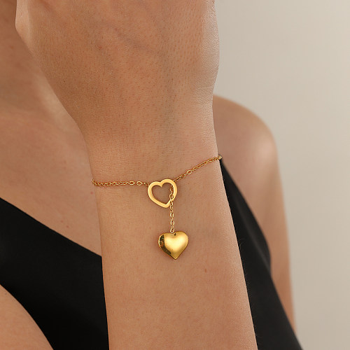 1 Piece Fashion Heart Shape Stainless Steel Plating Bracelets