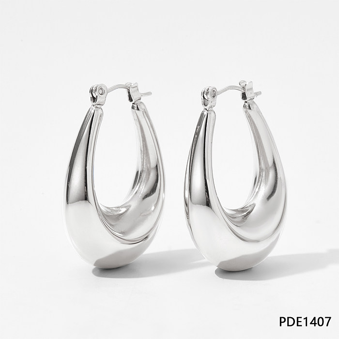 1 Pair Simple Style C Shape U Shape Stripe Stainless Steel  Earrings
