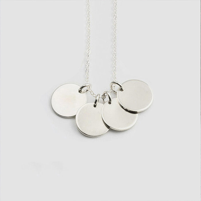Stainless Steel  Round Pendant Necklace