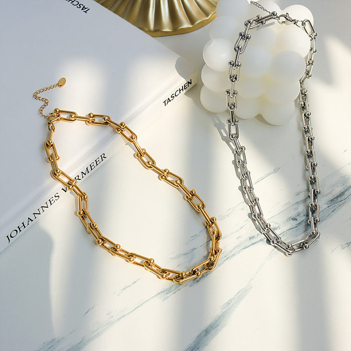 Horseshoe Buckle U-shaped Bracelet Necklace Earring Set Titanium Steel 18K Jewelry Set