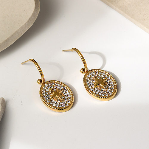 Fashion Geometric Stainless Steel Plating Artificial Rhinestones Earrings 1 Pair
