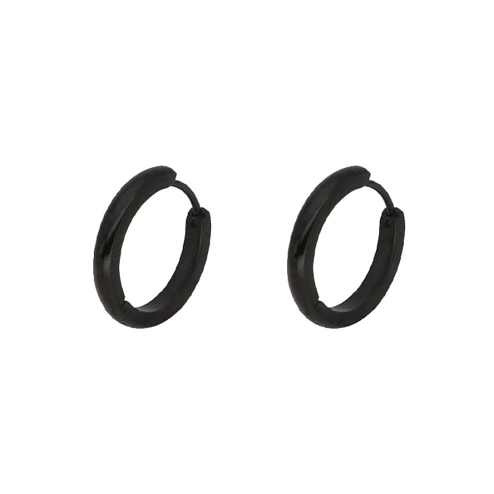Boucles d'oreilles noires en acier inoxydable plaqué or 1 carats, Style Simple, placage de couleur unie, 18 paire