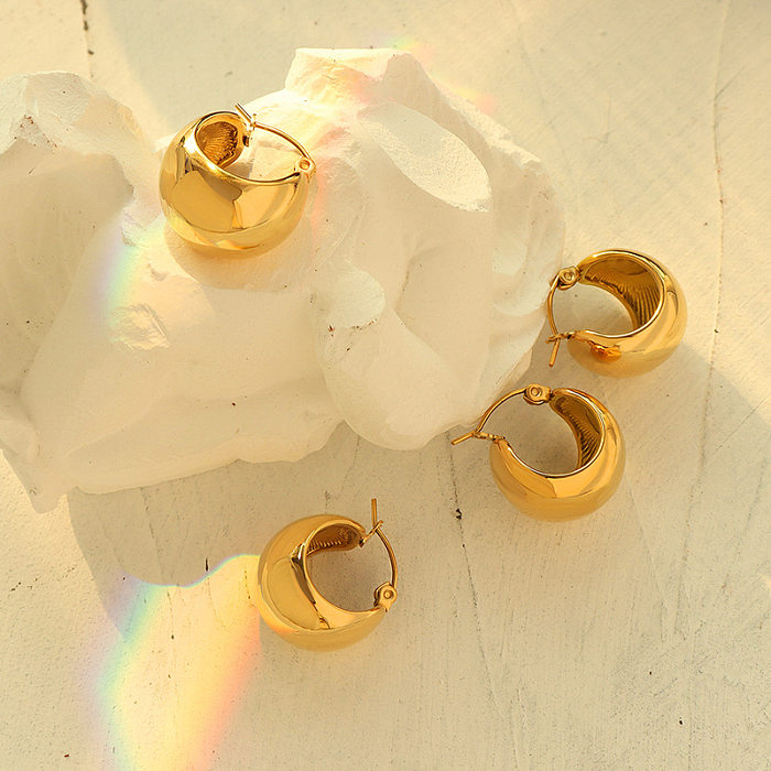 Brincos banhados a ouro de aço inoxidável em forma de U da moda 1 par