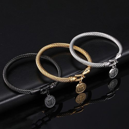 Simple Style Streetwear Solid Color Stainless Steel Bangle In Bulk