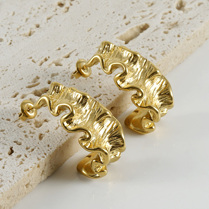 1 Pair Classical Simple Style C Shape Irregular Stainless Steel  Plating 18K Gold Plated Ear Studs