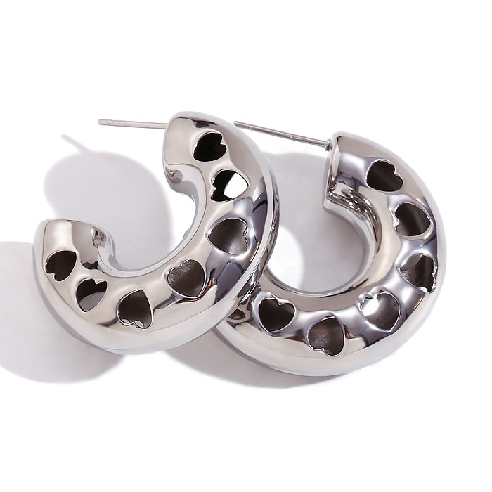 1 Pair Simple Style C Shape Stainless Steel  Earrings
