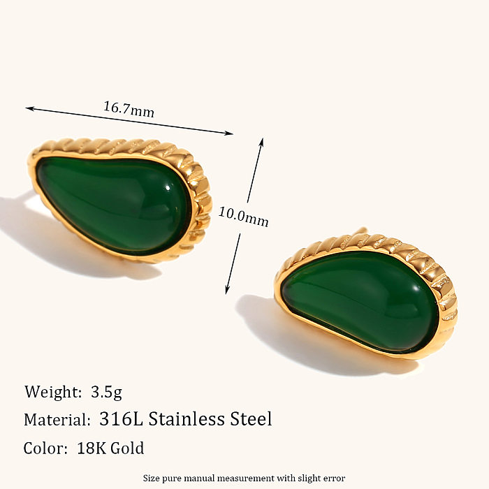 1 Pair Retro Lady Geometric Plating Inlay Stainless Steel  Artificial Gemstones Ear Studs