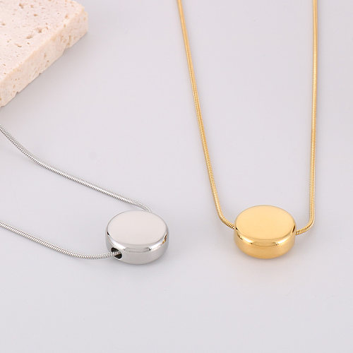Simple Style Semicircle Square Stainless Steel Plating 18K Gold Plated Pendant Necklace