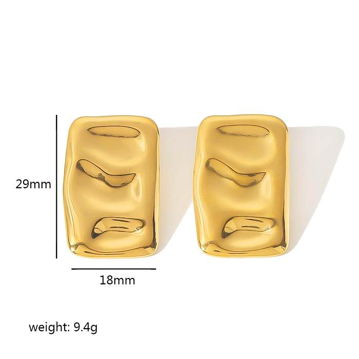 1 Pair Simple Style Rectangle Polishing Plating Stainless Steel  18K Gold Plated Ear Studs