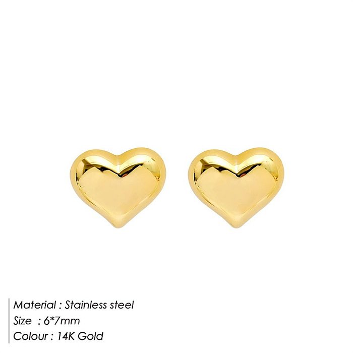 Simple Style Heart Shape Stainless Steel  Ear Studs Stainless Steel  Earrings
