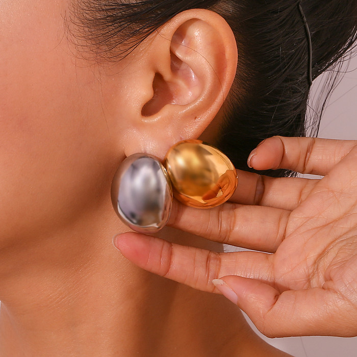 1 par de brincos de orelha banhados a ouro 18K com revestimento geométrico básico estilo clássico