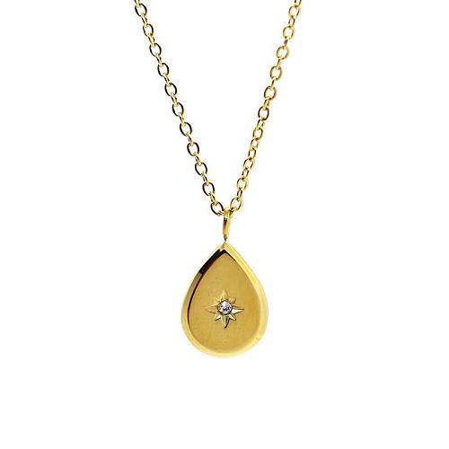IG Style Star Stainless Steel Plating Inlay Artificial Gemstones 18K Gold Plated Pendant Necklace