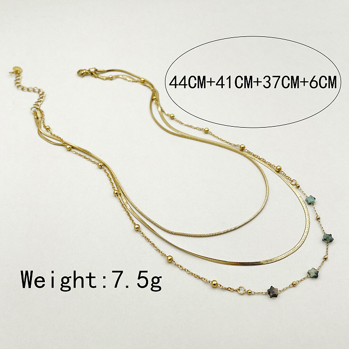 Sweet Simple Style Star Stainless Steel  Natural Stone Layered Polishing Plating Gold Plated Layered Necklaces
