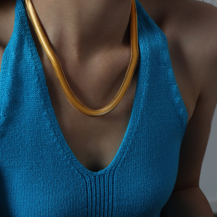 Collar chapado en oro de 18 quilates con revestimiento de acero inoxidable de color sólido de estilo simple hip-hop