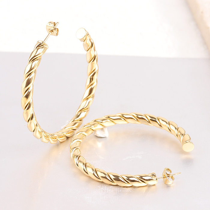 1 Pair Simple Style Solid Color Plating Stainless Steel Gold Plated Earrings