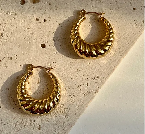 Vintage Style Spiral Stripe Stainless Steel Plating Earrings 1 Pair