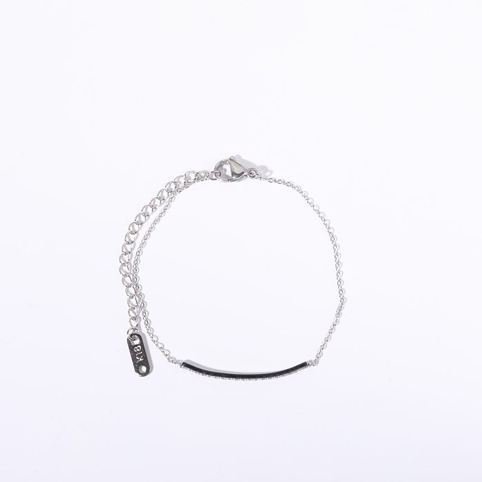Casual Simple Style Solid Color Titanium Steel Plating Inlay Zircon 18K Gold Plated Bracelets