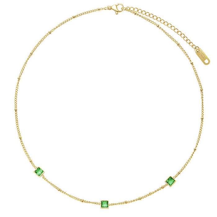 Modische herzförmige Halskette mit vergoldetem Zirkon-Anhänger aus Edelstahl