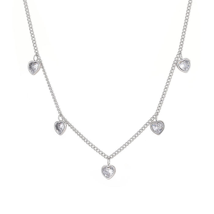 Casual Heart Shape Stainless Steel Plating Inlay Zircon Necklace