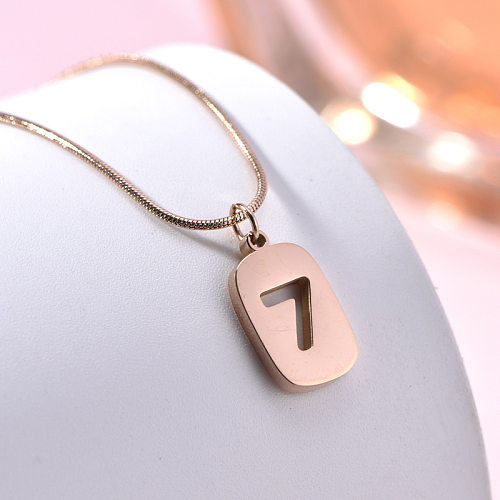 Simple Style Number Stainless Steel Plating 18K Gold Plated Pendant Necklace