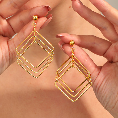 1 Pair Fashion Geometric Stainless Steel  Plating Drop Earrings