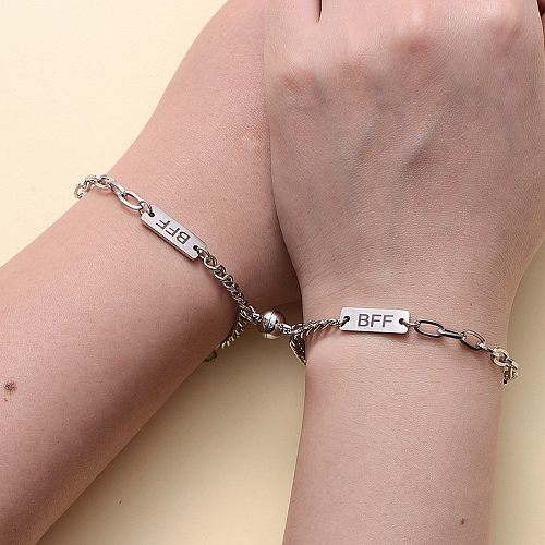 1 Pair Fashion Letter Stainless Steel Handmade Bracelets