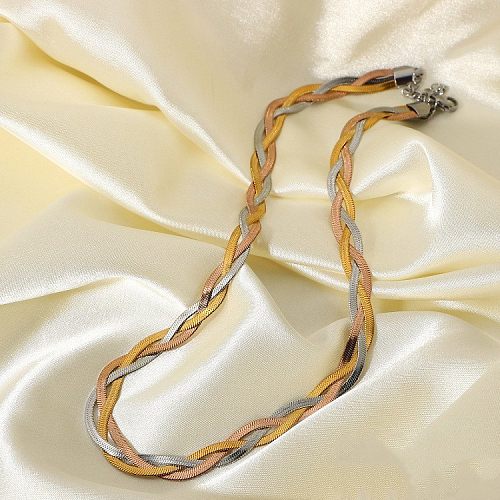Einfache Twist-Halskette aus vergoldetem Edelstahl, 1 Stück