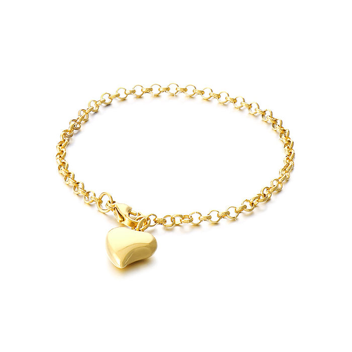 Simple Style Portrait Heart Shape Stainless Steel Charm Plating 18K Gold Plated Bracelets