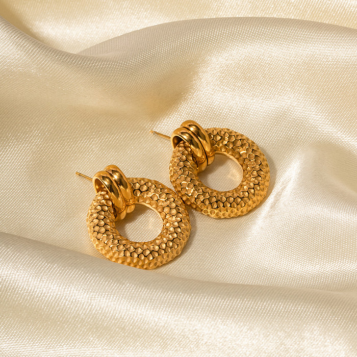 1 Paar runde Ohrringe im Vintage-Stil aus 18 Karat vergoldetem Edelstahl