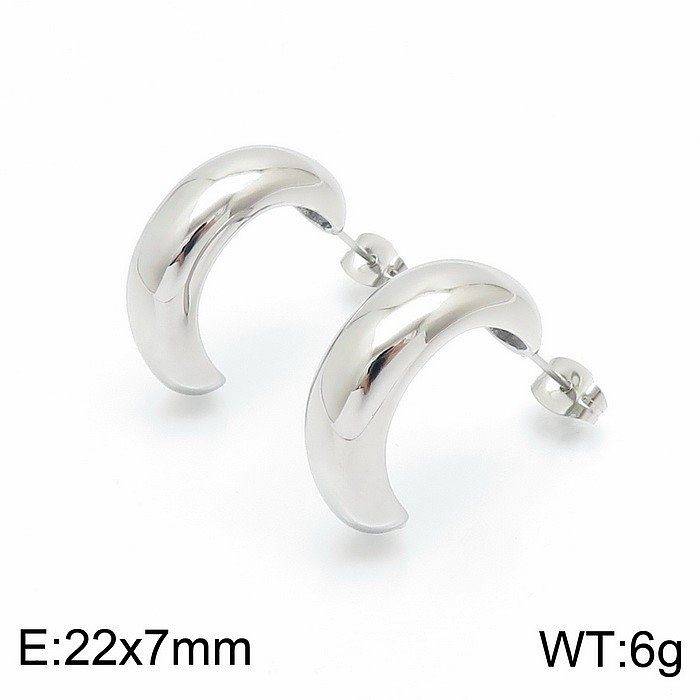 1 paire de boucles d'oreilles en acier inoxydable plaqué or 18 carats, Style moderne et Simple, couleur unie