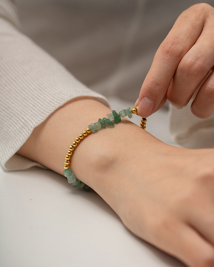 Bracelets plaqués de perles en pierre naturelle, en acier inoxydable irrégulier, à la mode, 1 pièce
