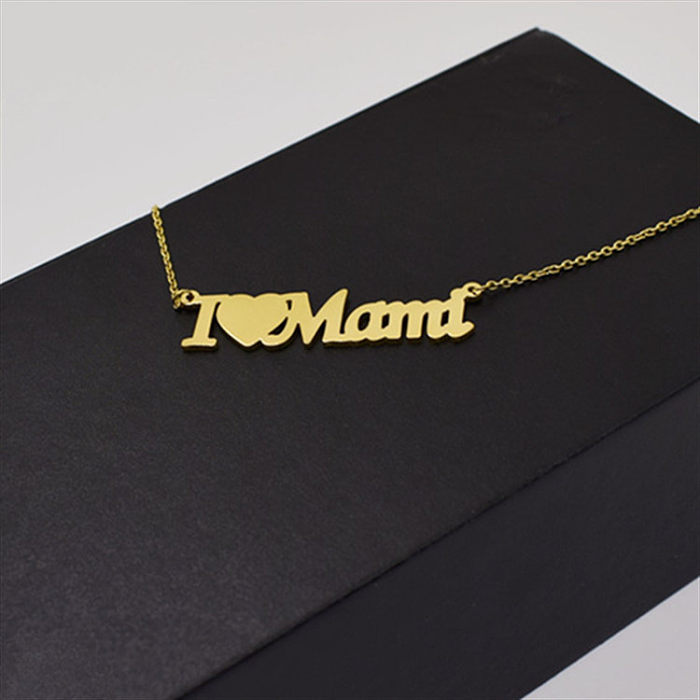 1 Piece MAMA Letter Heart Shape Stainless Steel Plating Necklace