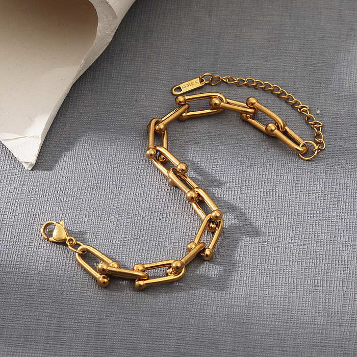 Fashion Solid Color Stainless Steel Gold Plated Bracelets 1 Piece