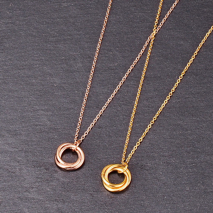 Collier Simple avec pendentif à trois anneaux en or 18 carats, vente en gros de bijoux