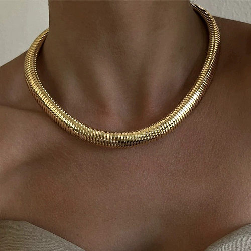 Simple Style Solid Color Stainless Steel  Stainless Steel Choker In Bulk