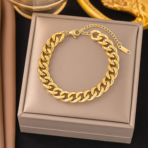 Retro Simple Style Solid Color Titanium Steel Plating 18K Gold Plated Bracelets