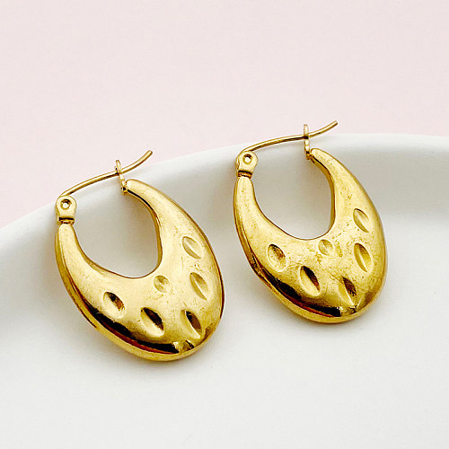 1 Pair Casual Commute Oval Plating Stainless Steel  Gold Plated Earrings