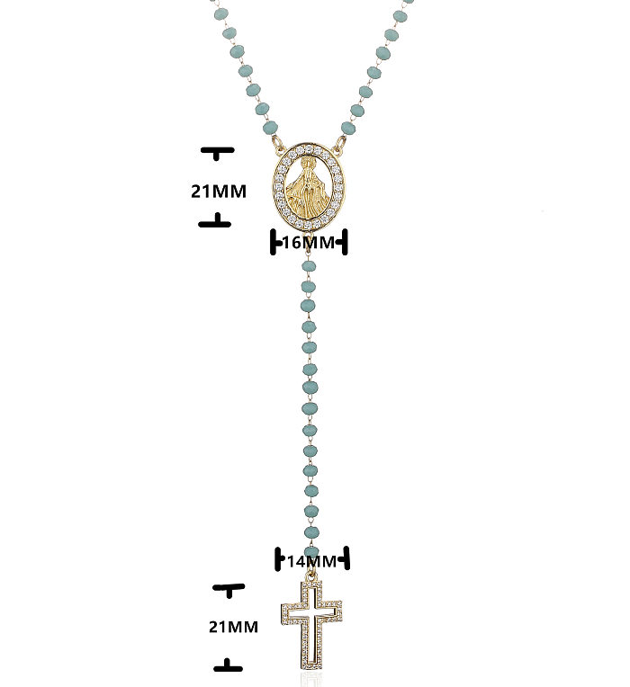 El acero inoxidable coloreado del collar de Virgen María de piedra plateó la preservación del color 18K