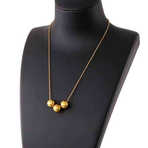 Fashion Gold Beads Stainless Steel  Contrast Color Sweater Chain Wholesale