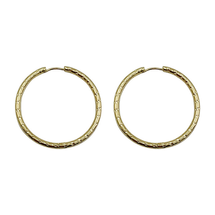 1 Pair Simple Style Round Stainless Steel  Metal Polishing Plating Gold Plated Hoop Earrings